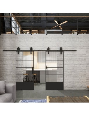Glasschiebetür BARN-LINE Loft Schwarzlack 31 Auf Klarglas