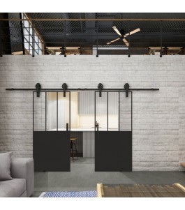 Glasschiebetür BARN-LINE Loft Schwarzlack 30 Auf Klarglas