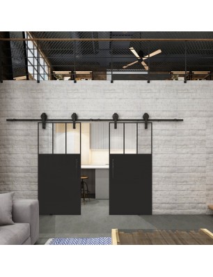 Glasschiebetür BARN-LINE Loft Schwarzlack 29 Auf Klarglas