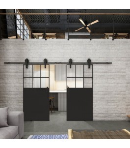 Glasschiebetür BARN-LINE Loft Schwarzlack 27 Auf Klarglas