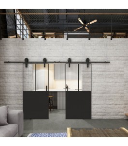 Glasschiebetür BARN-LINE Loft Schwarzlack 26 Auf Klarglas