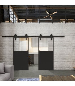 Glasschiebetür BARN-LINE Loft Schwarzlack 22 Auf Klarglas