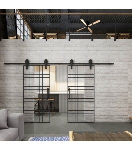 Glasschiebetür BARN-LINE Loft Schwarzlack 19 Auf Klarglas
