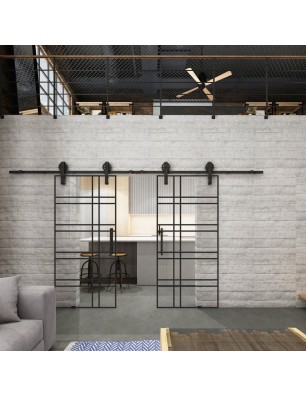 Glasschiebetür BARN-LINE Loft Schwarzlack 19 Auf Klarglas