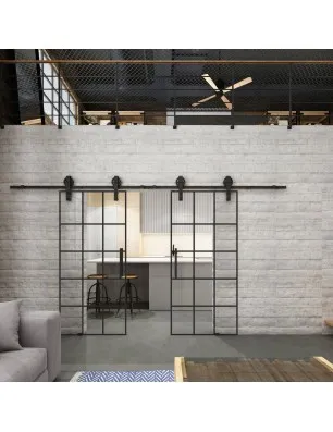 Glasschiebetür BARN-LINE Loft Schwarzlack 09 Auf Klarglas