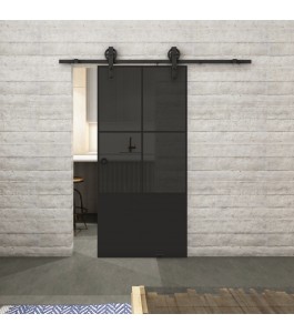 Glasschiebetür BARN-LINE Loft Schwarzlack 36 Auf Grauglas