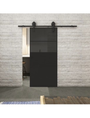 Glasschiebetür BARN-LINE Loft Schwarzlack 22 Auf Grauglas