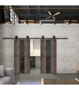Glasschiebetür BARN-LINE Loft Rosteisen Genietet 36 Auf Grauglas