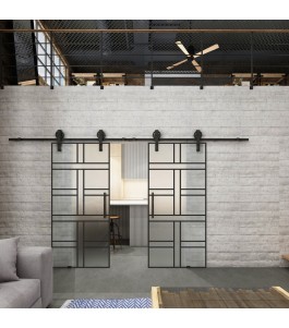 Glasschiebetür BARN-LINE Loft Schwarzlack 13 Blickdicht