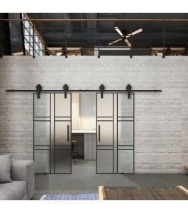 Glasschiebetür BARN-LINE Loft Schwarzlack 14 Blickdicht