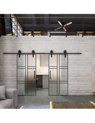 Glasschiebetür BARN-LINE Loft Schwarzlack 14 Blickdicht