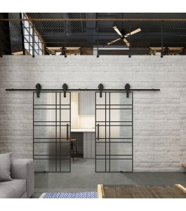 Glasschiebetür BARN-LINE Loft Schwarzlack 19 Blickdicht