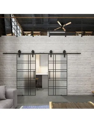 Glasschiebetür BARN-LINE Loft Schwarzlack 19 Blickdicht