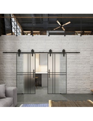Glasschiebetür BARN-LINE Loft Schwarzlack 21 Blickdicht
