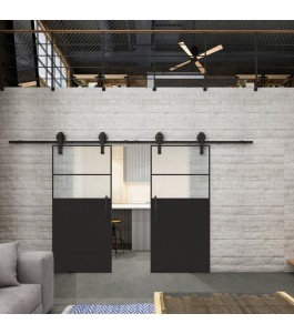 Glasschiebetür BARN-LINE Loft Schwarzlack 22 Blickdicht