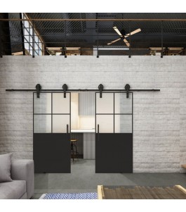 Glasschiebetür BARN-LINE Loft Schwarzlack 24 Blickdicht