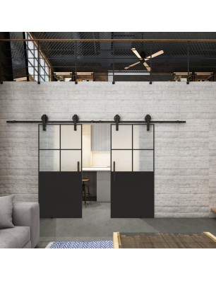 Glasschiebetür BARN-LINE Loft Schwarzlack 24 Blickdicht