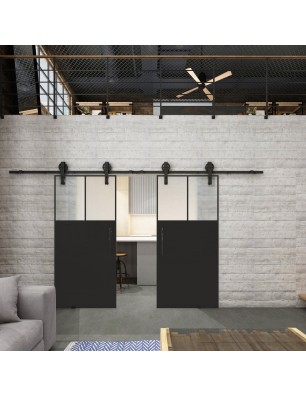Glasschiebetür BARN-LINE Loft Schwarzlack 25 Blickdicht