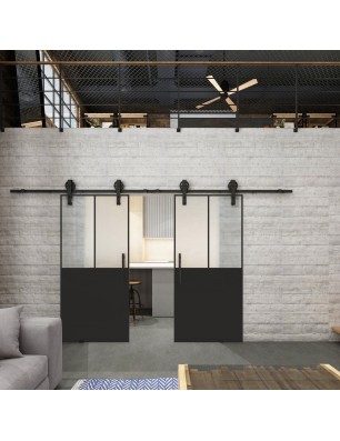 Glasschiebetür BARN-LINE Loft Schwarzlack 26 Blickdicht