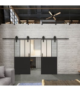 Glasschiebetür BARN-LINE Loft Schwarzlack 30 Blickdicht