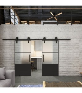 Glasschiebetür BARN-LINE Loft Schwarzlack 33 Blickdicht