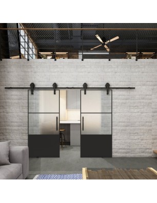 Glasschiebetür BARN-LINE Loft Schwarzlack 33 Blickdicht