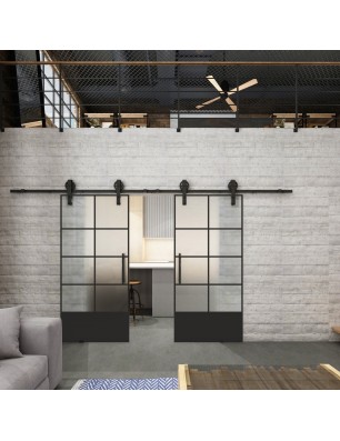 Glasschiebetür BARN-LINE Loft Schwarzlack 34 Blickdicht