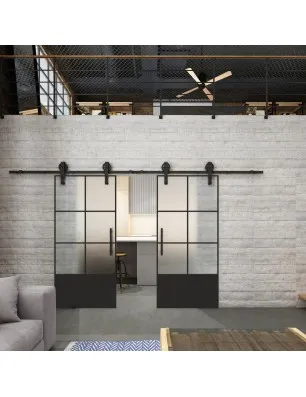 Glasschiebetür BARN-LINE Loft Schwarzlack 35 Blickdicht