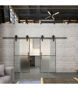 Glasschiebetür BARN-LINE Loft Rosteisen Genietet 04 Blickdicht