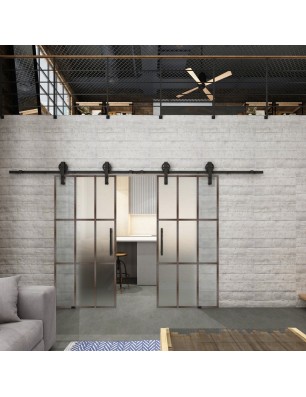 Glasschiebetür BARN-LINE Loft Rosteisen Genietet 11 Blickdicht