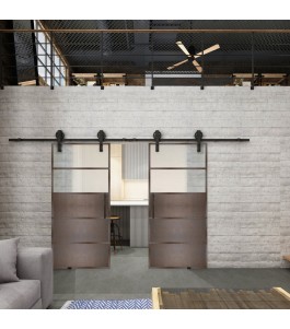 Glasschiebetür BARN-LINE Loft Rosteisen Genietet 13 Blickdicht