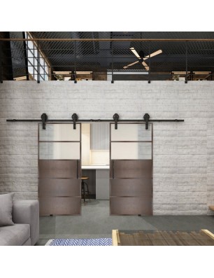 Glasschiebetür BARN-LINE Loft Rosteisen Genietet 13 Blickdicht