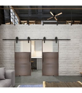 Glasschiebetür BARN-LINE Loft Rosteisen Genietet 15 Blickdicht