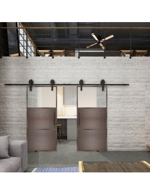 Glasschiebetür BARN-LINE Loft Rosteisen Genietet 15 Blickdicht