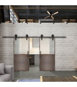 Glasschiebetür BARN-LINE Loft Rosteisen Genietet 16 Blickdicht