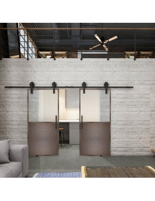 Glasschiebetür BARN-LINE Loft Rosteisen Genietet 16 Blickdicht