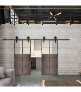 Glasschiebetür BARN-LINE Loft Rosteisen Genietet 17 Blickdicht