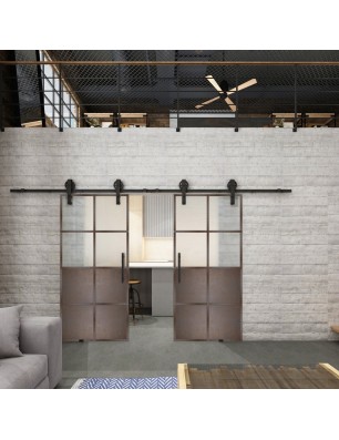 Glasschiebetür BARN-LINE Loft Rosteisen Genietet 18 Blickdicht