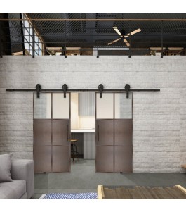 Glasschiebetür BARN-LINE Loft Rosteisen Genietet 19 Blickdicht