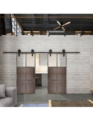 Glasschiebetür BARN-LINE Loft Rosteisen Genietet 19 Blickdicht