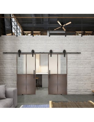 Glasschiebetür BARN-LINE Loft Rosteisen Genietet 20 Blickdicht