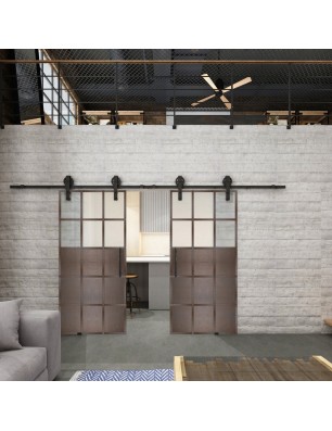 Glasschiebetür BARN-LINE Loft Rosteisen Genietet 21 Blickdicht
