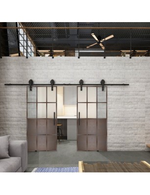 Glasschiebetür BARN-LINE Loft Rosteisen Genietet 22 Blickdicht