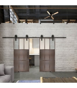 Glasschiebetür BARN-LINE Loft Rosteisen Genietet 23 Blickdicht