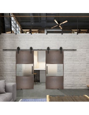 Glasschiebetür BARN-LINE Loft Rosteisen Genietet 27 Blickdicht
