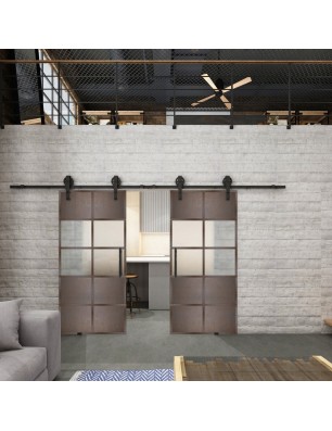 Glasschiebetür BARN-LINE Loft Rosteisen Genietet 28 Blickdicht