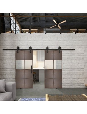 Glasschiebetür BARN-LINE Loft Rosteisen Genietet 29 Blickdicht