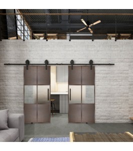 Glasschiebetür BARN-LINE Loft Rosteisen Genietet 30 Blickdicht