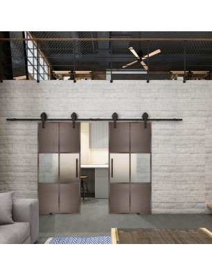 Glasschiebetür BARN-LINE Loft Rosteisen Genietet 30 Blickdicht