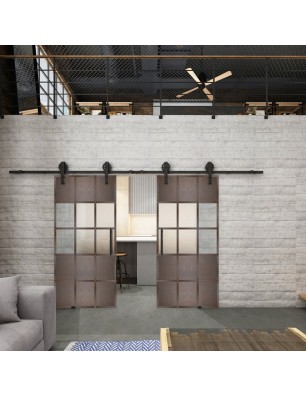 Glasschiebetür BARN-LINE Loft Rosteisen Genietet 31 Blickdicht